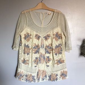 anthropolgie lace floral blouse